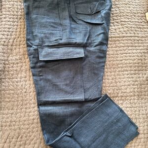 Banana Republic Linen Cargo Pants blue